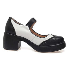 Load image into Gallery viewer, JARO VEGA Mary Jane Shoes for Women Lolita, Retro 50s Preforated Wingtip Platform Saddle Oxfords Black White Size 8.5

