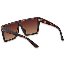 Load image into Gallery viewer, Square Oversized Sunglasses for Women Men Big Flat Top 2 pack Fashion Shield Large UV Protection Rimless Shades Black Tortoise Sun glasses
