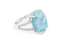 Load image into Gallery viewer, Larimar Gemstones with 925 Sterling Silver Ring Jewelry for Women
