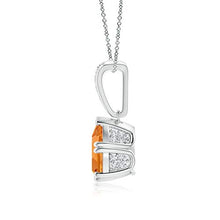 Load image into Gallery viewer, November Birthstone - Vintage Style Pear Citrine Drop Pendant Necklace with Diamonds in 14K White Gold (9x7mm Citrine)
