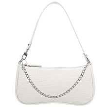 Load image into Gallery viewer, Small Purse for Women, Retro Classic Tote HandBag Mini Shoulder Bags Crocodile Pattern Clutch with Zipper Closure, White
