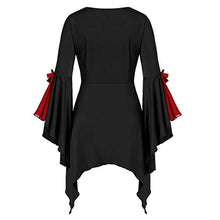Load image into Gallery viewer, Aniywn Plus Size Womens Halloween Tops, Flare Long Sleeve Sequined Lace Up Gothic Costume Tunic Tee Shirt Red
