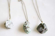 Load image into Gallery viewer, Raw Green Emerald Chunk Freeform Pendant Brass Necklace
