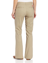 Load image into Gallery viewer, Dickies Women's Flat Front Stretch Twill Pant Slim Fit Bootcut, Desert Sand, 14 Long
