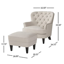 Load image into Gallery viewer, Great Deal Furniture Alfred Fabric Club Chair, Natural with Ottoman
