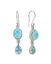 Load image into Gallery viewer, YoTreasure Larimar &amp; Blue Topaz 925 Sterling Silver Teardrop Dangle Earrings Birthstone Jewelry
