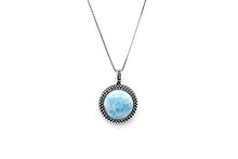 Load image into Gallery viewer, AZIEL Sterling Silver Natural Larimar Round Pendant Necklace,18"
