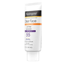 Load image into Gallery viewer, Neutrogena Clear Face Liquid Lotion Sunscreen for Acne-Prone Skin, Broad Spectrum SPF 55 with Helioplex Technology, Oil-Free, Fragrance-Free &amp; Non-Comedogenic, 3 fl. oz
