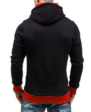 Load image into Gallery viewer, Baniupa Men Color Block Pullover Diagonal Zipper Design Tops Fashion Shirts Hoodies Casual Long-Sleeved Sweatshirt(Black red,XL)
