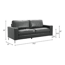 Load image into Gallery viewer, Lexicon Maysville Leather Gel Match Track Arm Sofa, 79.5" W, Gray
