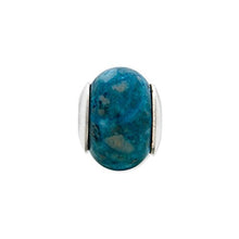 Load image into Gallery viewer, Solid 925 Sterling Silver Reflections Blue Crazy Lace Simulated Agate Stone Bead (10.9mm x 12.7mm)
