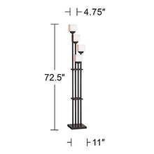Load image into Gallery viewer, Light Tree Mission Torchiere Floor Lamp 4-Light Bronze Iron Square-Sided White Glass Shades for Living Room Bedroom - Franklin Iron Works
