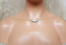 Load image into Gallery viewer, Dainty Caribbean Larimar Pendant Necklace, Sterling Silver Necklace, Caribbean Larimar Jewelry, 925 Sterling Silver, Larimar Necklace
