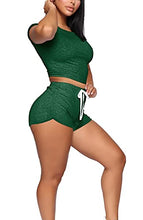 Load image into Gallery viewer, Two Piece Outfits for Women Summer Casual Fitted Green Short Sets L
