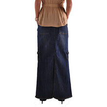 Load image into Gallery viewer, VEZAD Womens Fashion Long Mid Waist Button Pocket Front Straight Denim Maxi Skirts
