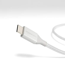 Load image into Gallery viewer, Amazon Basics Double Braided Nylon USB-C to USB-A 2.0 Fast Charging Cable, 3A - 6-Foot, Silver
