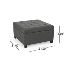 Load image into Gallery viewer, Christopher Knight Home Hedda Tufted Fabric Storage Ottoman, Dark Gray, Dark Brown
