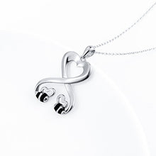 Load image into Gallery viewer, DAOCHONG 925 Sterling Silver Double Bees Infinity Love Heart Pendant Necklace for Girlfriend Birthday Gifts Jewelry, 18 inches

