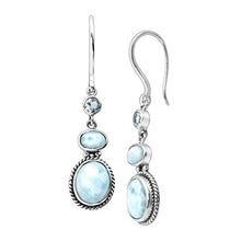 Load image into Gallery viewer, Silpada 'Blue Blazes' Natural Larimar &amp; Blue Topaz Drop Earrings in Sterling Silver
