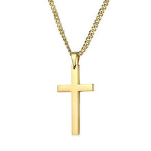 Load image into Gallery viewer, Riveting Jewelry 14K Gold Chain Style Cross Pendant Necklace Solid Clasp for Men,Women,Teens Thin for Charms Miami Cuban Link Diamond Cut (18)
