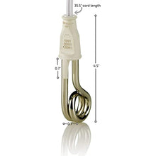 Load image into Gallery viewer, Ovente Electric Stainless Steel Immersion Heater for Tea Coffee &amp; Beverage, 300 Watt Power Portable Submersible Instant Hot Water Warmer, Light Weight Easy Heating &amp; Clean, White Pack of 2 CH3012
