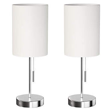 Load image into Gallery viewer, DEEPLITE Small Table Lamp, Bedside Lamp with USB Port, Simple Designed Modern Lamps for Bedrooms Living Room Office Nightstand Side/End Table, Brushed Nickel Metal Base, White Lampshade (Set of 2)
