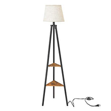 Load image into Gallery viewer, VASAGLE Floor Lamp with Shelves, Standing Reading Lamp with LED Bulb and Lamp Shade, for Living Room, Bedroom, Metal Legs, Rustic Brown ULFL15BX
