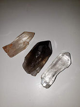 Load image into Gallery viewer, 3pc Set Clear &amp; Smokey &amp; Tangerine Quartz Points Raw Natural Healing Crystal Gemstone Specimens from Brazil
