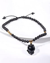 Load image into Gallery viewer, Lightock Lava Rock with Black Obsidian Fox Anklet Bracelet For Women Essential Oil Diffuser Lucky Gifts
