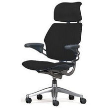 Load image into Gallery viewer, Freedom HumanScale Gel Chair F213 with Headrest New Gel Seat Graphite Wave Fabric Advanced Height Adjustable Duron Arms Standard Chair Height Titanium Frame with Soft Hard Floor Casters
