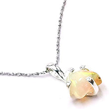Load image into Gallery viewer, Natural raw Opal pendant chain necklace with white gold over 925 solid sterling silver, October birthstone dainty solitaire gift for her, uniquelan jewelry (fire-opal)
