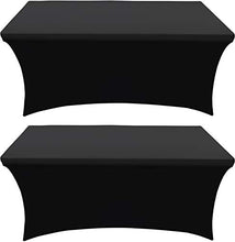 Load image into Gallery viewer, Utopia Kitchen - 2 Pack, 6 Ft Stretchable Tablecloth - Tight Fit Washable and Wrinkle Resistant Spandex Table Cover for Event &amp; Parties (Black)

