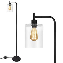 Load image into Gallery viewer, Black LED Floor Lamp, Acaxin Standing Lamp with Hanging Glass Lamp Shade, Industrial Light with Halogen Bulb for Living Room &amp; Bedroom
