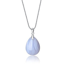 Load image into Gallery viewer, AMORWING Tear Shape Blue Lace Agate Stones Cute Womens Necklace
