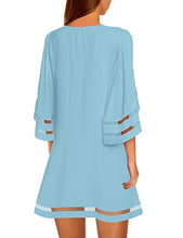 Load image into Gallery viewer, LookbookStore Women Dresses for 2022 Casual Summer Shift Dress Crewneck 3/4 Sleeve Dress Loose Tunic Dress Air Blue Light Blue Dress for Women Dresses for Special Occasions Bell Sleeve Dress Size S
