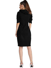 Load image into Gallery viewer, MAGICMK Women Long Sleeve Print Lips Slim Fitted Knee Length Sweatshirt With Pocket Casual Pullover Hoodie Dress (HBLACK+PURPLE, S)
