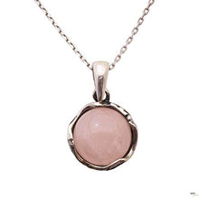 Load image into Gallery viewer, 925 Sterling Silver Rose Quartz Necklace - Dainty 12mm Round Shiny Light Pink Rose Quartz, Real Natural Gemstone Pendant, Delicate Ornamented Handmade Vintage Statement Jewelry for Classy Women
