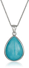 Load image into Gallery viewer, Sterling Silver Stabilized Turquoise Teardrop Pendant Necklace, 18"

