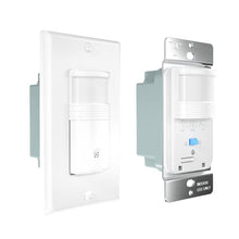 Load image into Gallery viewer, EverElectrix Motion Sensor Light Switch, Neutral Wire Required, Single Pole Only (Not 3-Way), Indoor In-Wall Occupancy Sensor with Wall Plate, Adjustable Timer, Title 24, UL Certified, White, 4 Pack
