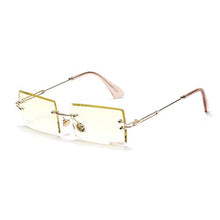 Load image into Gallery viewer, Square Ultra-Small Frame sunglasses for Women Men Rectangle Retro see through lens rimless sunglasses
