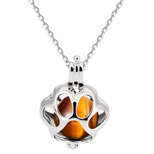 Load image into Gallery viewer, Jewever 925 Sterling Silver with Tiger Eye Stone Cute Cat Claw Pendant Necklaces for Women Gemstones and Crystals Opening Animal Jewelry Gifts 18" Chain
