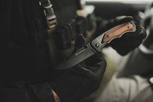 Load image into Gallery viewer, Smith &amp; Wesson 8.5in S.S. Folding Knife with 3.7in Drop Point Blade and S.S. and Real Wood Insert Handle for Outdoor, Tactical, Survival and EDC
