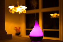 Load image into Gallery viewer, XBrand Bamboo/Glass Aromatherapy Essential Oil Diffuser &amp; Color Changing Mist Humidifier, 10 Inch Tall, Brown &amp; White
