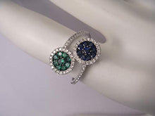 Load image into Gallery viewer, Lovely 14K White Gold Sapphire Tsavorite Diamond Designer Ring Band
