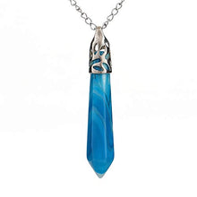 Load image into Gallery viewer, Hexagonal Pile Blue Agate Gemstone Pendant Necklace Healing Crystal Reiki Chakra Gem Stones 26 Inch (1pc) Great Gift GGP26-B3
