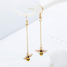 Load image into Gallery viewer, Tiny Cute Gold Bee Pendant Necklace and Earrings Jewelry Set, ALUOR Fashion Charm Crystal Rhinestone Enamel Honeybee Bumble Bee Pendant Jewelry Women Girl Gifts (Yellow)
