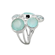 Load image into Gallery viewer, YoTreasure Aqua Chalcedony &amp; Blue Topaz 925 Sterling Silver Chunky Ring
