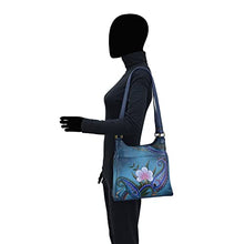 Load image into Gallery viewer, Anna by Anuschka womens Anna Anuschka, Handpainted Medium Hobo, Denim Paisley Floral Satchel Handbag Genuine Leather, Denim Paisley Floral, One Size US
