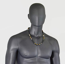 Load image into Gallery viewer, Beaded Necklace for Men Natural Stone Handmade Jewelry Black Volcanic Lava Indian Agate Picture Jasper Essential Oil Diffuser Necklace 25.5 inches
