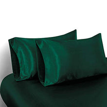 Load image into Gallery viewer, Homiest 4pcs Satin Sheets Set Luxury Silky Satin Bedding Set with Deep Pocket, 1 Fitted Sheet + 1 Flat Sheet + 2 Pillowcases (Full Size, Blackish Green)
